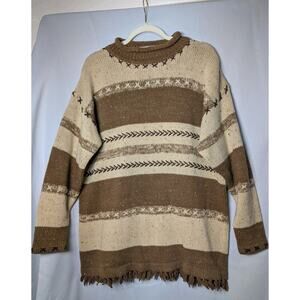 Vintage Stefano International Brown & Cream Women's Knit Sweater Size M (623)